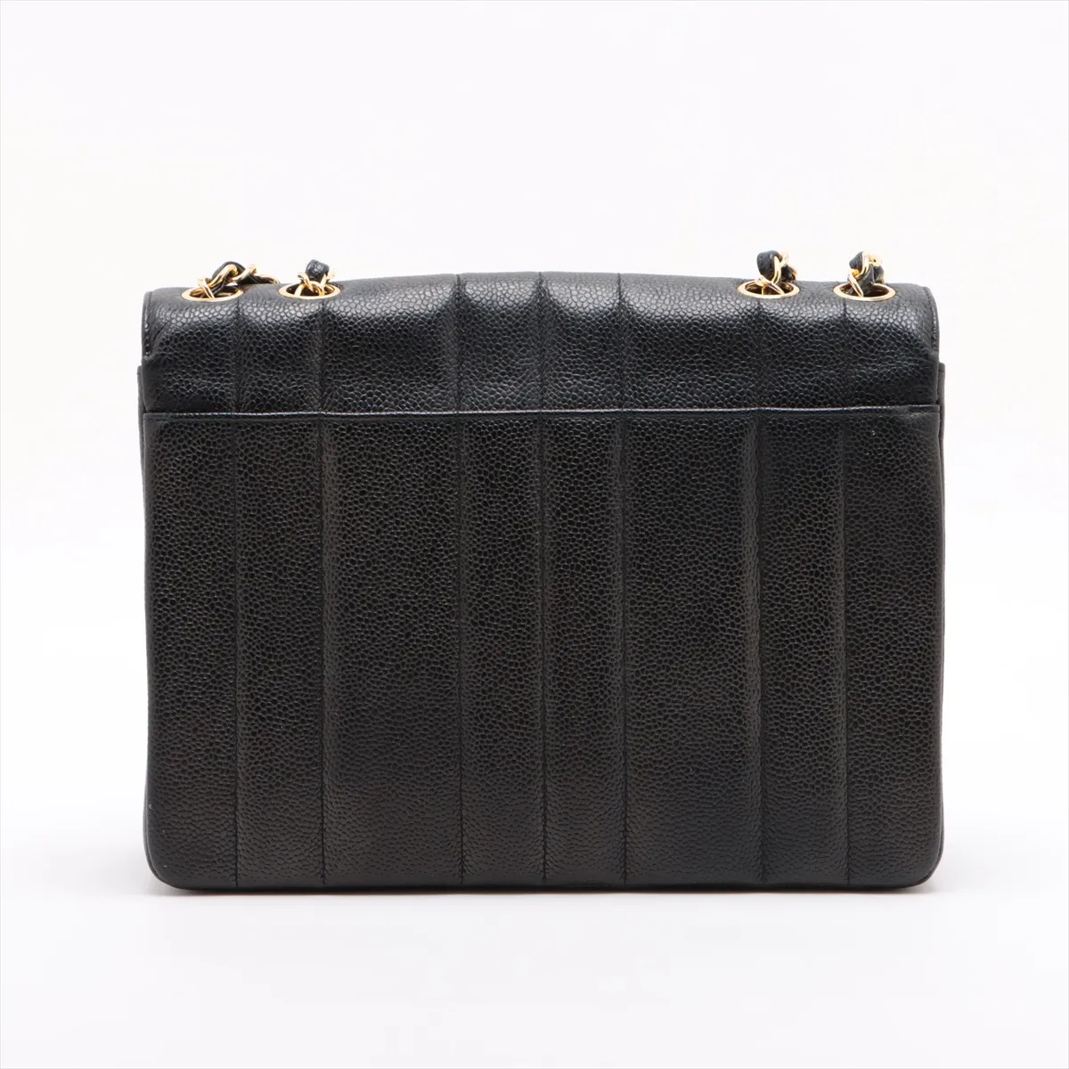 Mademoiselle caviar skin single flap double chain bag black gold hardware 3561155 3rd series — view 2