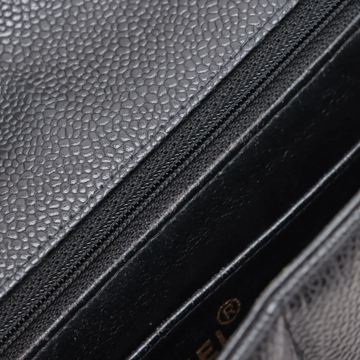 Mademoiselle caviar skin single flap double chain bag black gold hardware 3561155 3rd series — view 13
