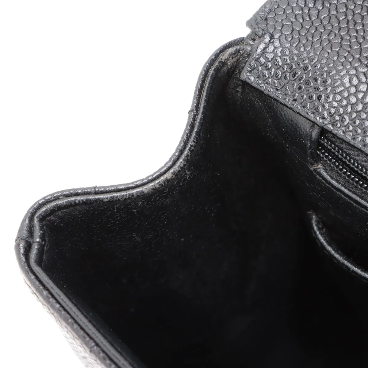 Mademoiselle caviar skin single flap double chain bag black gold hardware 3561155 3rd series — view 14