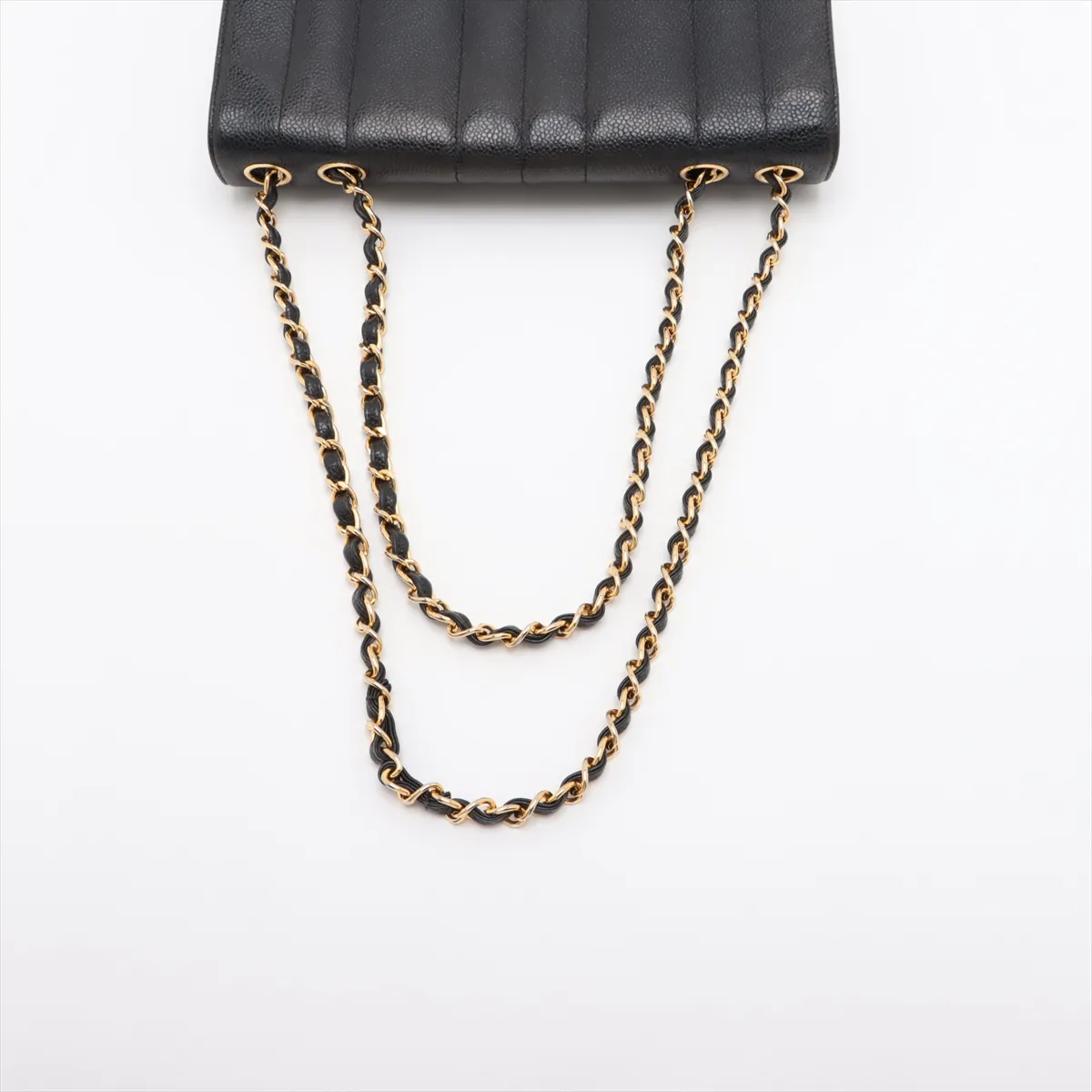 Mademoiselle caviar skin single flap double chain bag black gold hardware 3561155 3rd series — view 5