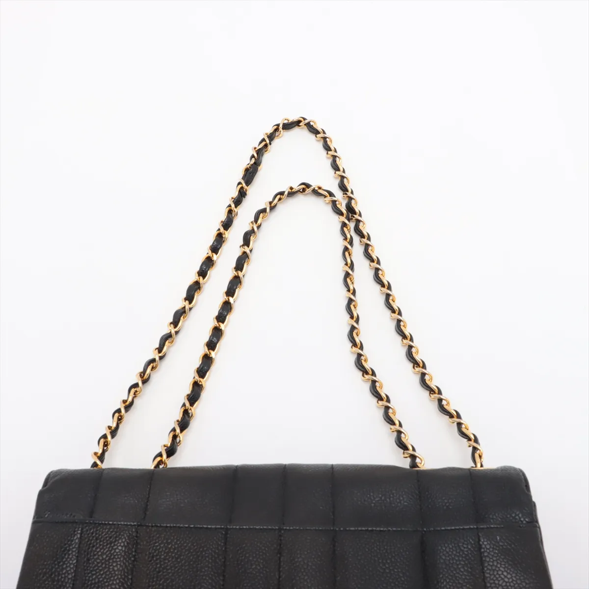 Mademoiselle caviar skin single flap double chain bag black gold hardware 3561155 3rd series — view 6
