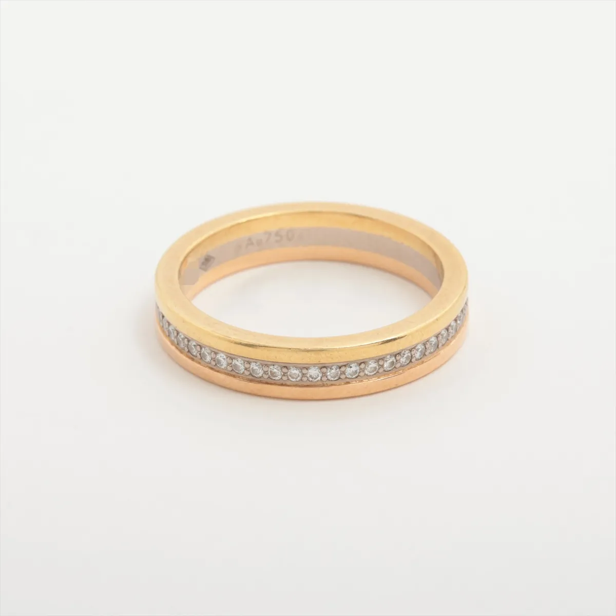 Vendome Louis Cartier Three Color Diamond Ring 750(YG×PG×WG) 4.3g 50 RW3431 Thread — view 2