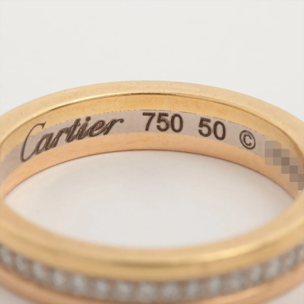Vendome Louis Cartier Three Color Diamond Ring 750(YG×PG×WG) 4.3g 50 RW3431 Thread — view 3