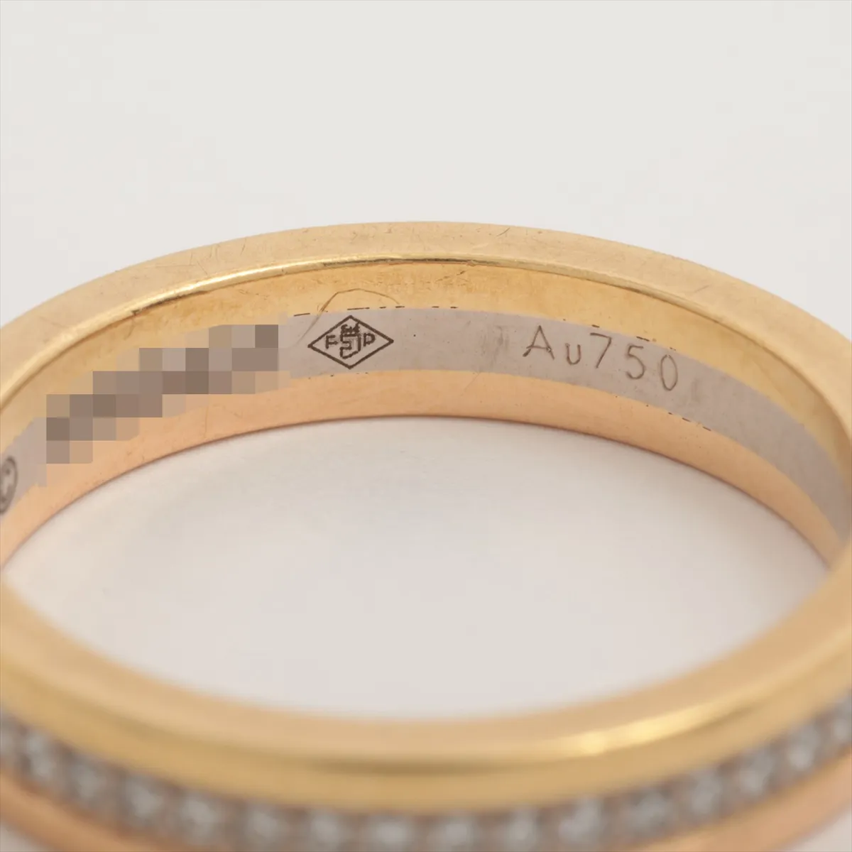 Vendome Louis Cartier Three Color Diamond Ring 750(YG×PG×WG) 4.3g 50 RW3431 Thread — view 4