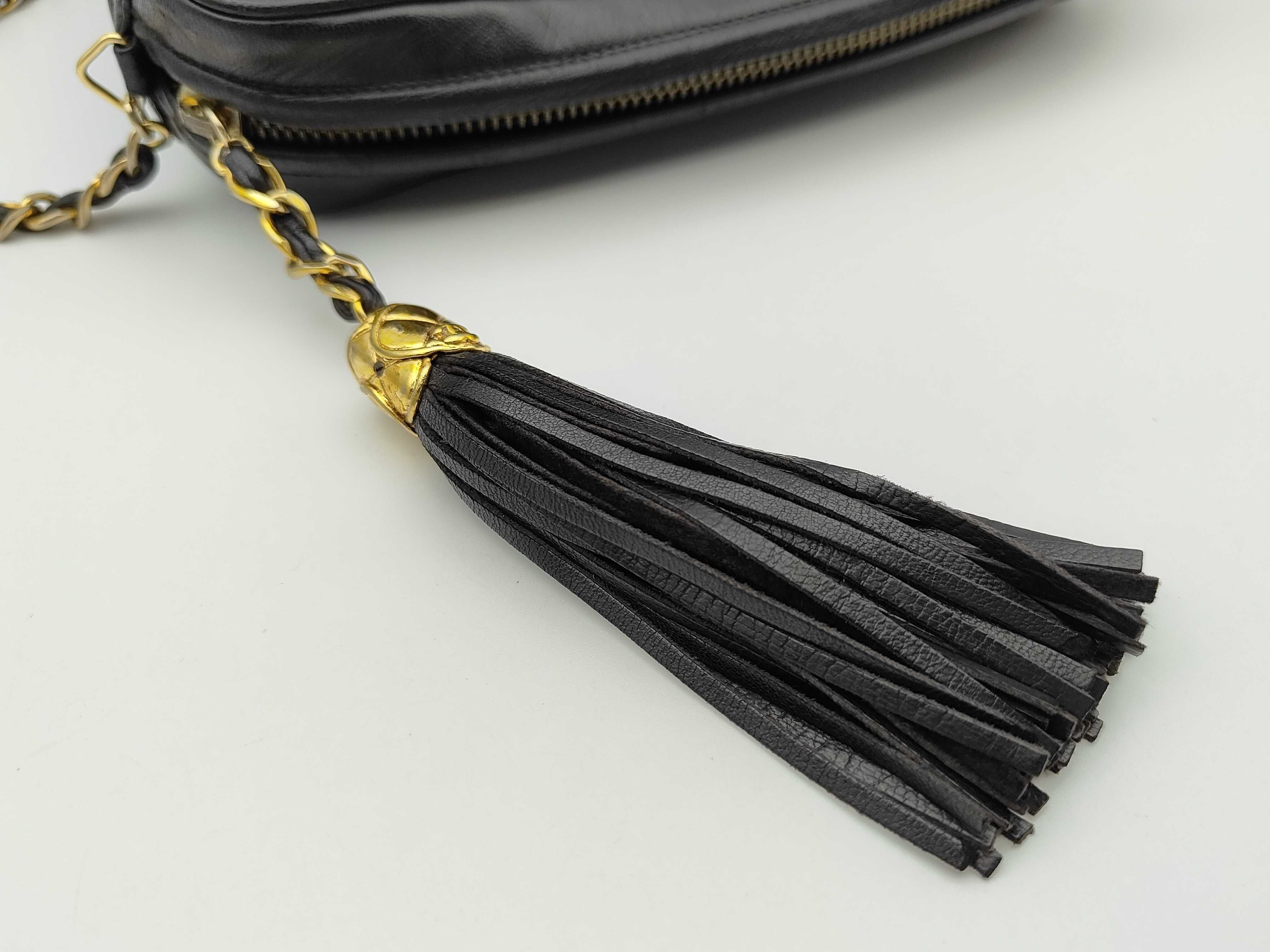 Matelassé Fringe Lambskin Chain Shoulder Bag, Black, Item No. 1 — view 15