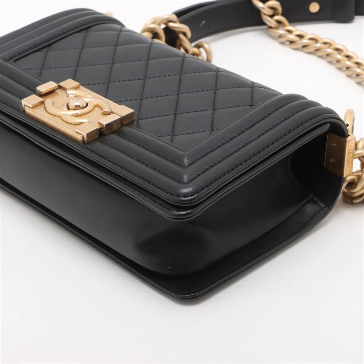 Boy Chanel 20 Small Lambskin Chain Shoulder Bag Black Gold Hardware 30155081 30s A67085 — view 3