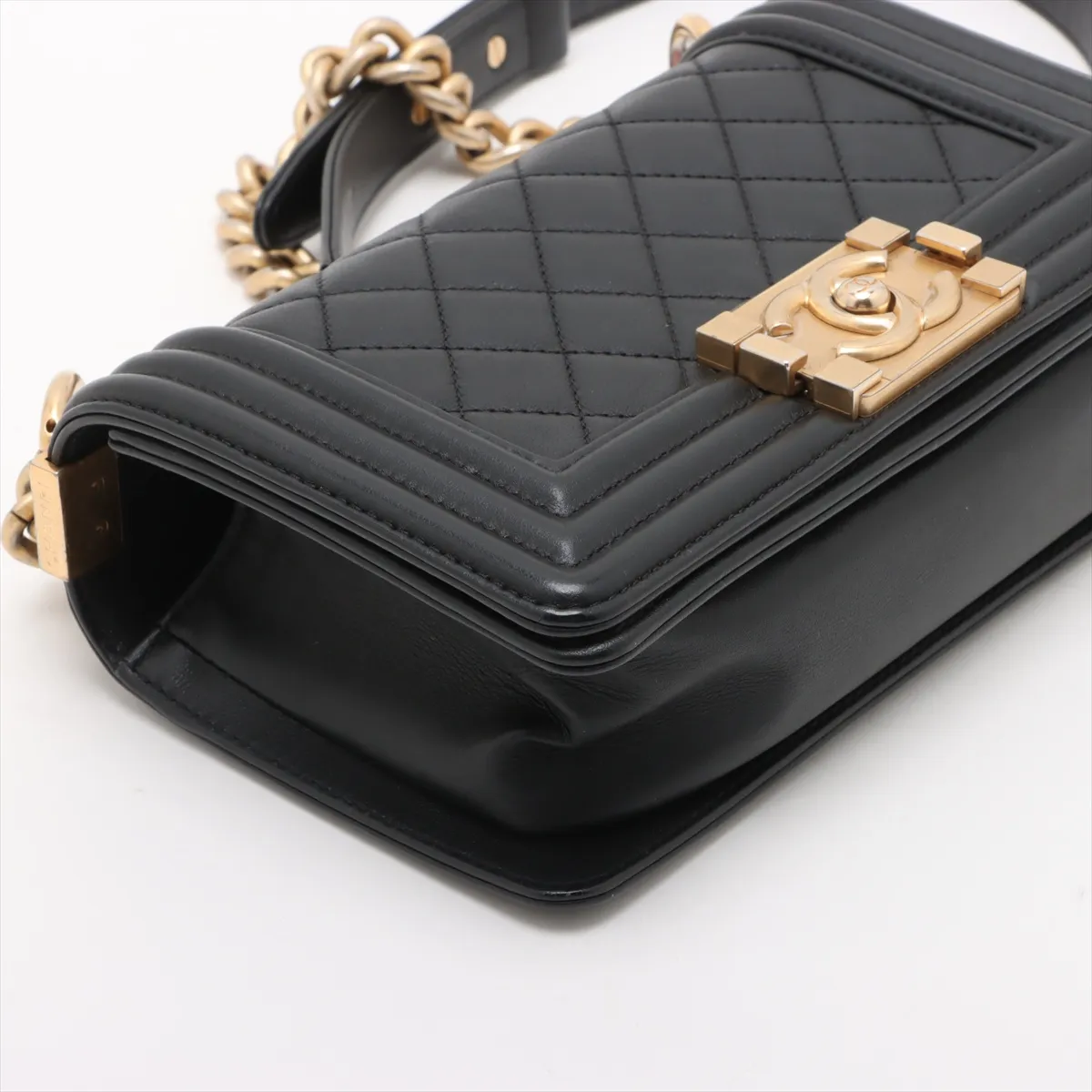 Boy Chanel 20 Small Lambskin Chain Shoulder Bag Black Gold Hardware 30155081 30s A67085 — view 4