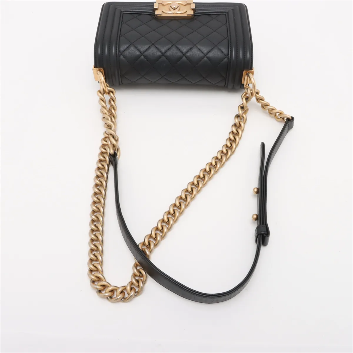 Boy Chanel 20 Small Lambskin Chain Shoulder Bag Black Gold Hardware 30155081 30s A67085 — view 5