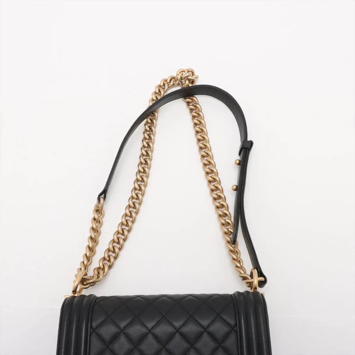 Boy Chanel 20 Small Lambskin Chain Shoulder Bag Black Gold Hardware 30155081 30s A67085 — view 6