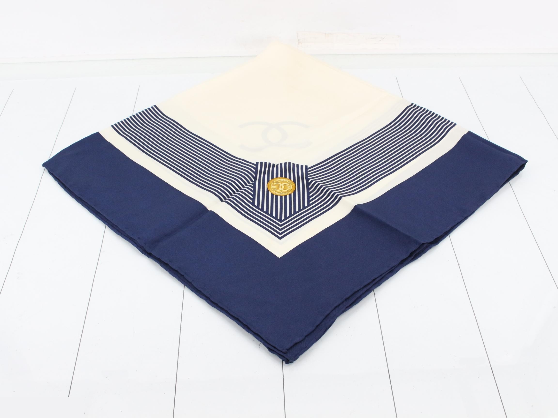 Coco Mark Scarf, Navy, White — view 2