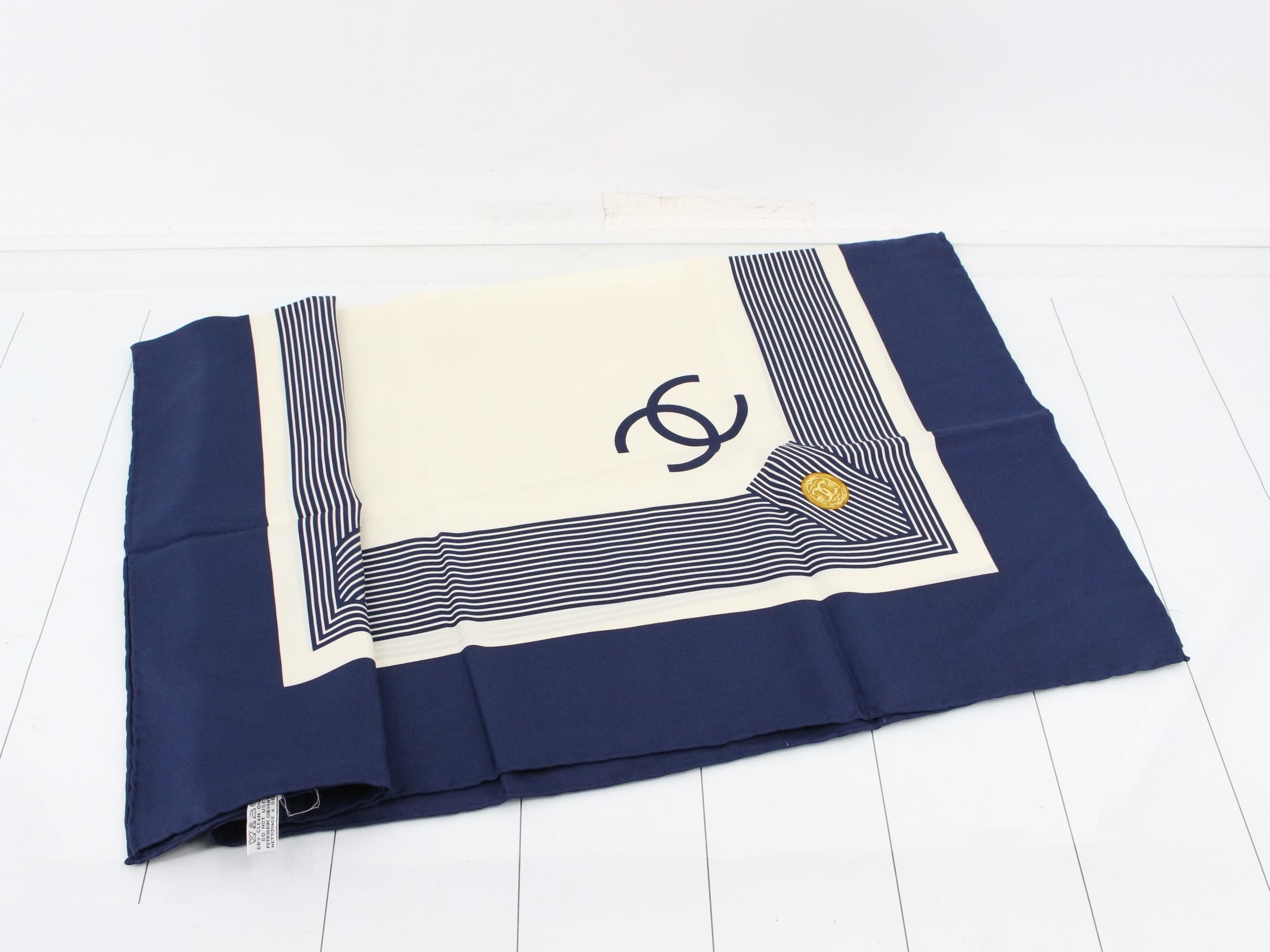 Coco Mark Scarf, Navy, White — view 3