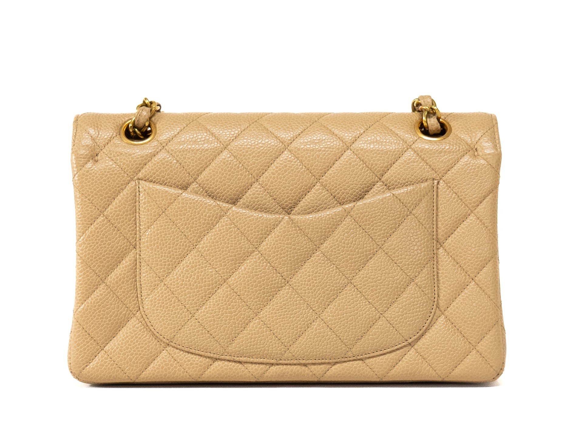 Caviar skin double flap seal card holder, beige, matelassé 23 — view 2