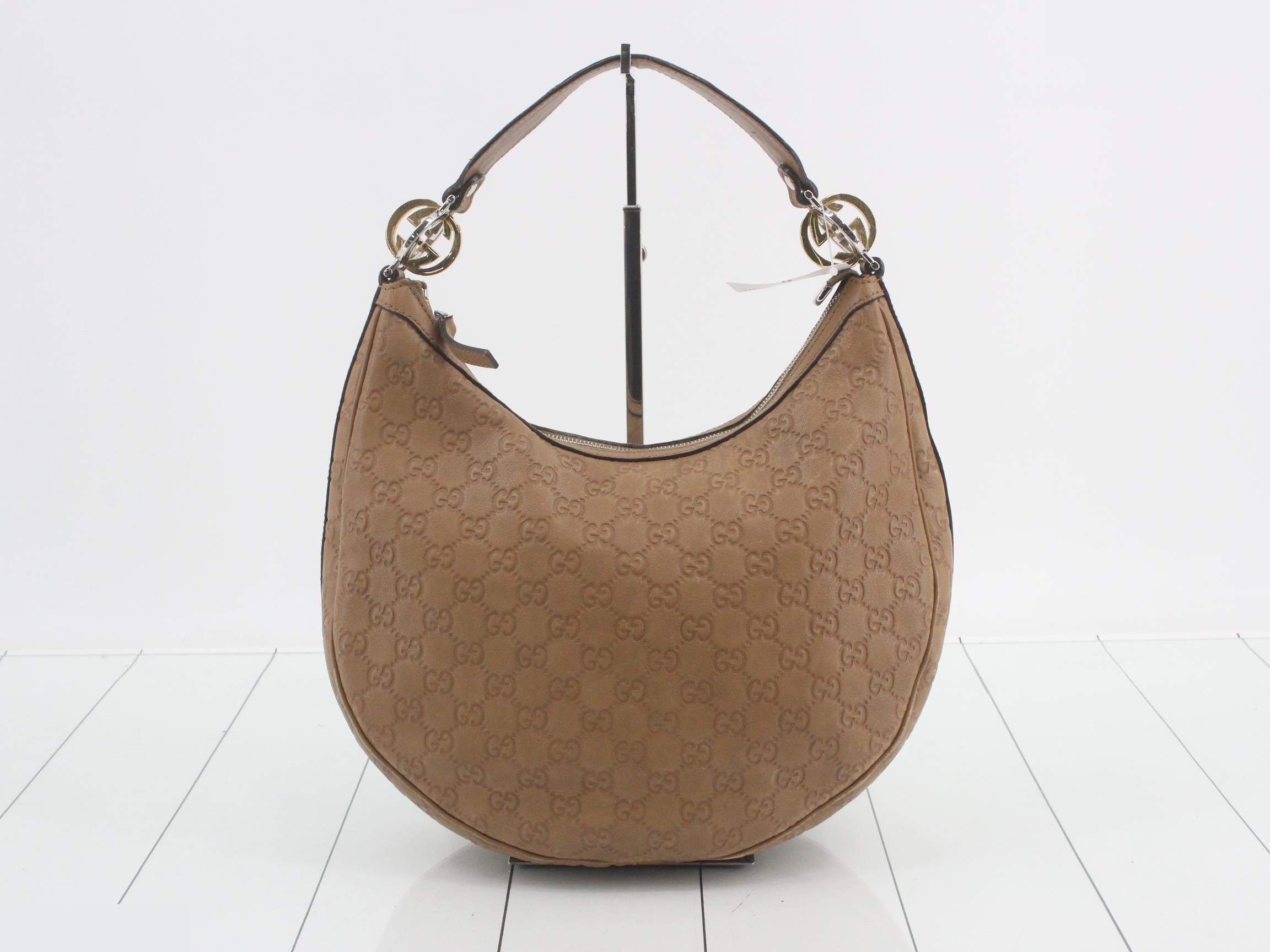 GG Twins Leather One-Shoulder Bag, Light Brown