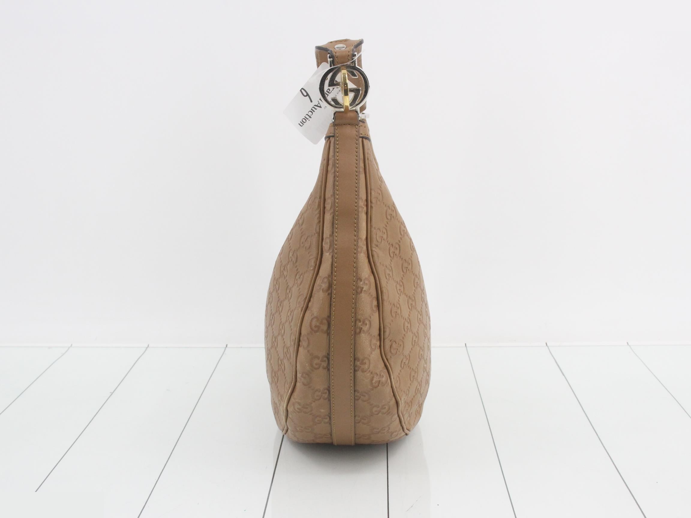 GG Twins Leather One-Shoulder Bag, Light Brown — view 3