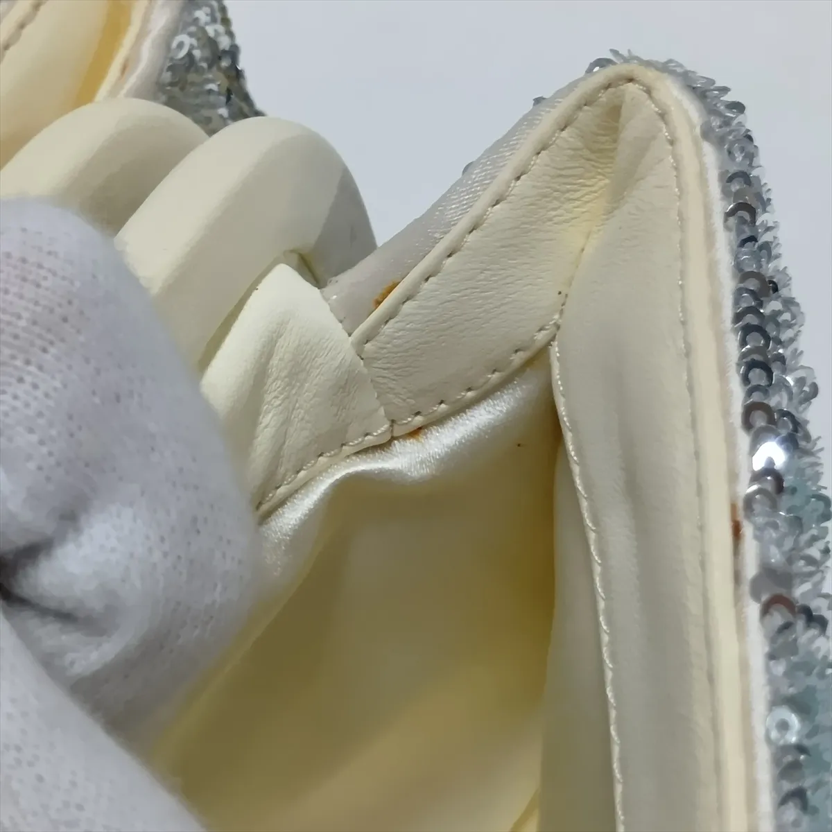 Coco Mark Sequin x Leather Clutch Bag, Multicolor, Silver Hardware, 26935964, Serial Number 26 — view 12