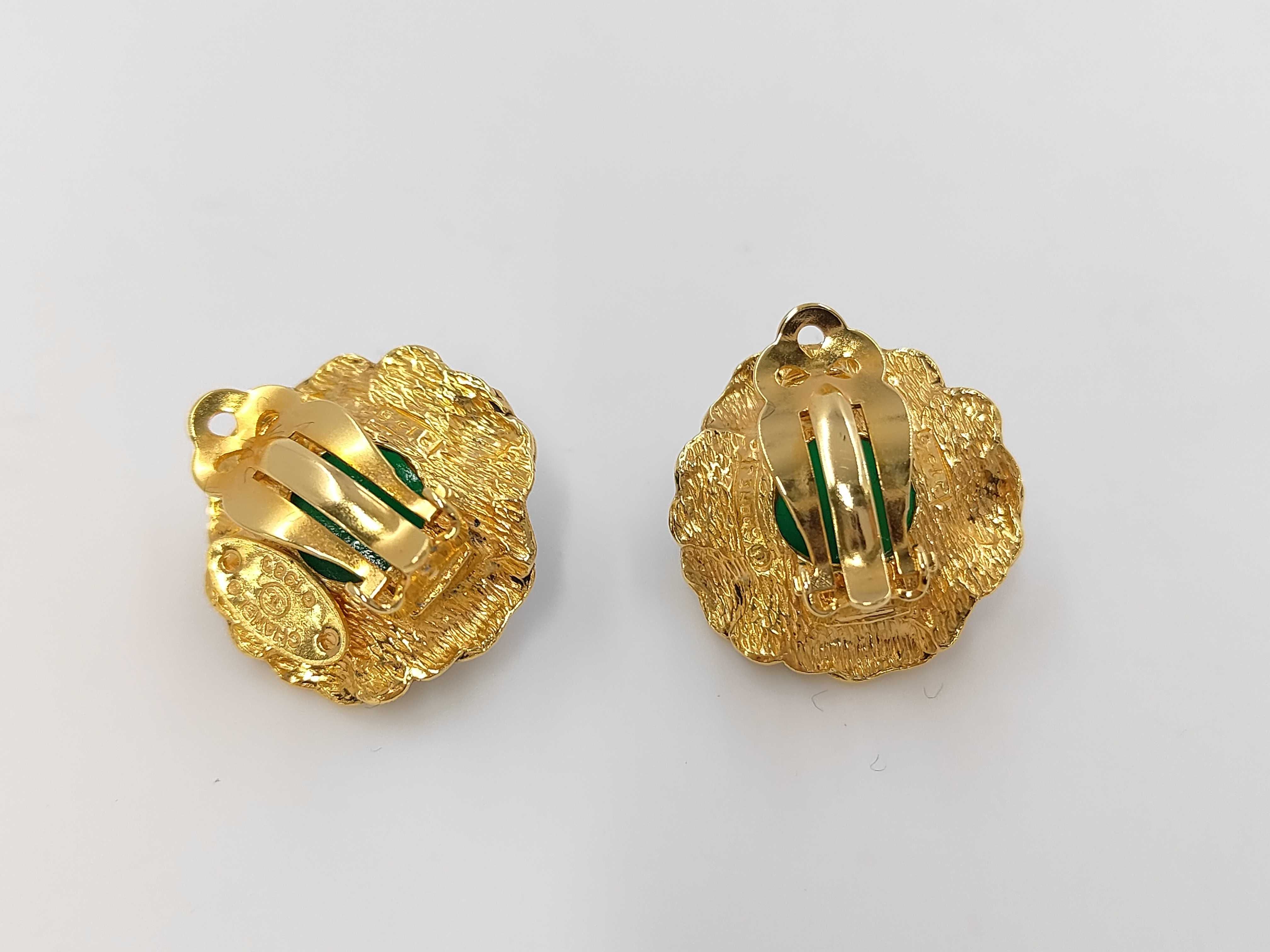 2156 Earrings, Flower, Round, Green Stone Earrings — view 2