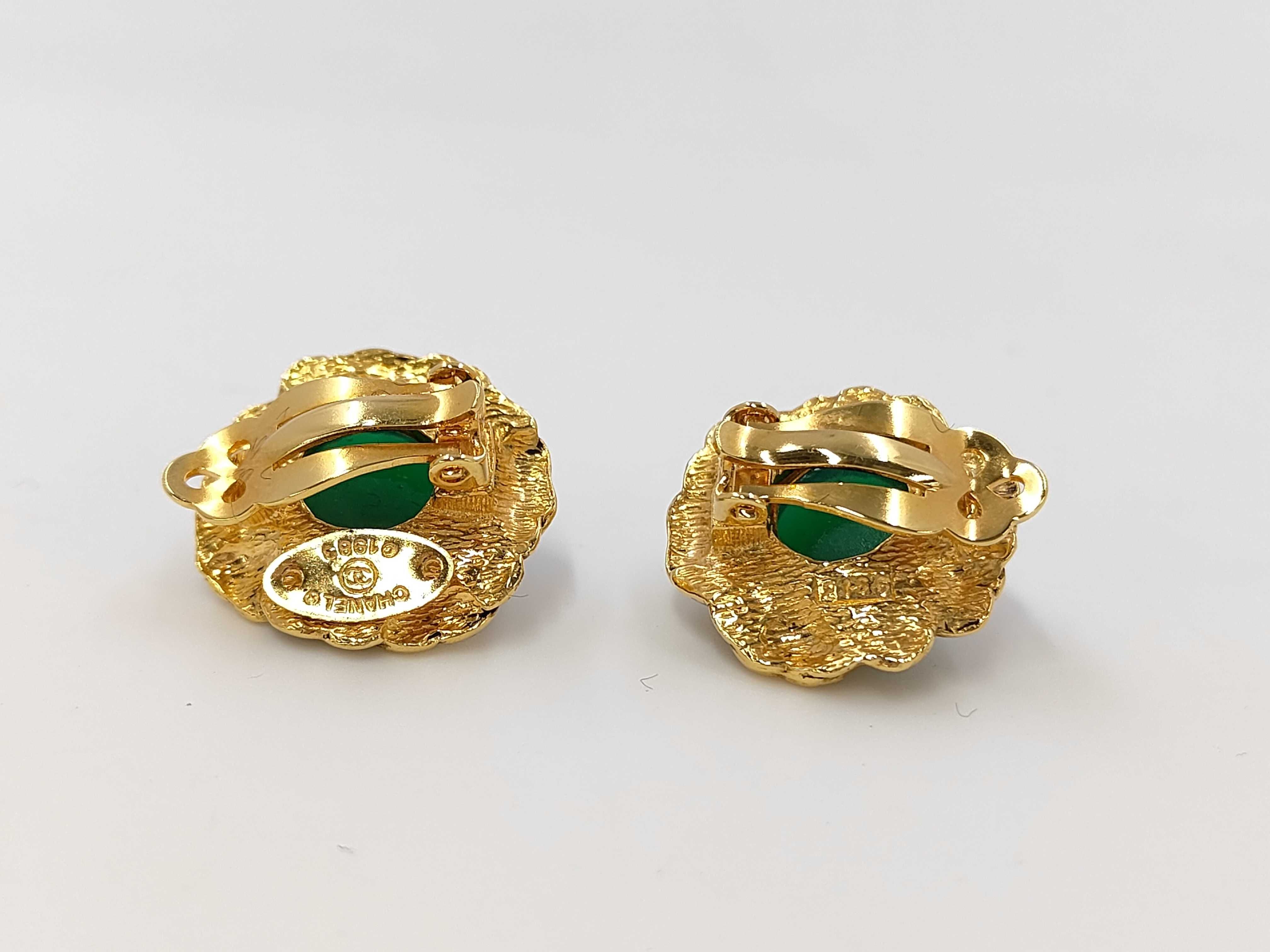 2156 Earrings, Flower, Round, Green Stone Earrings — view 3