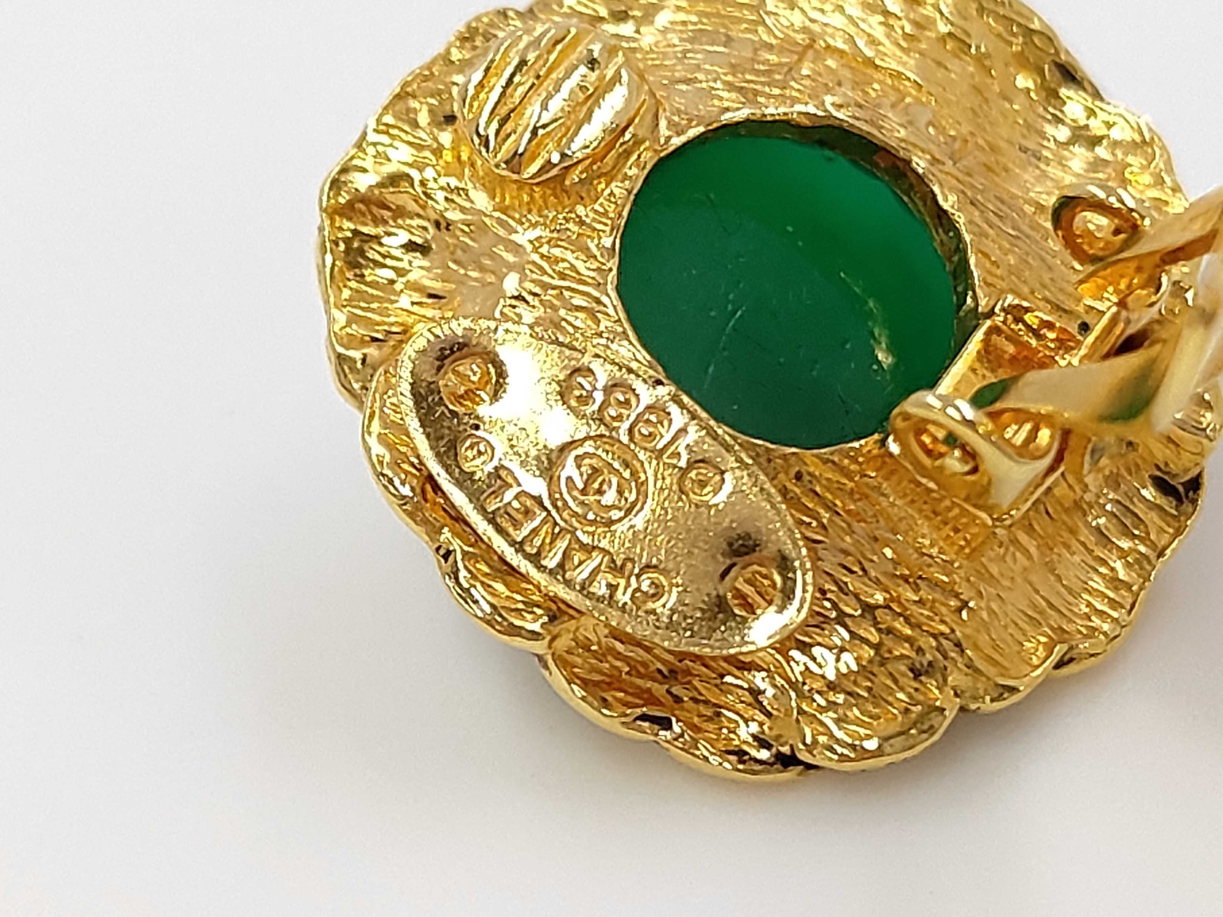 2156 Earrings, Flower, Round, Green Stone Earrings — view 5