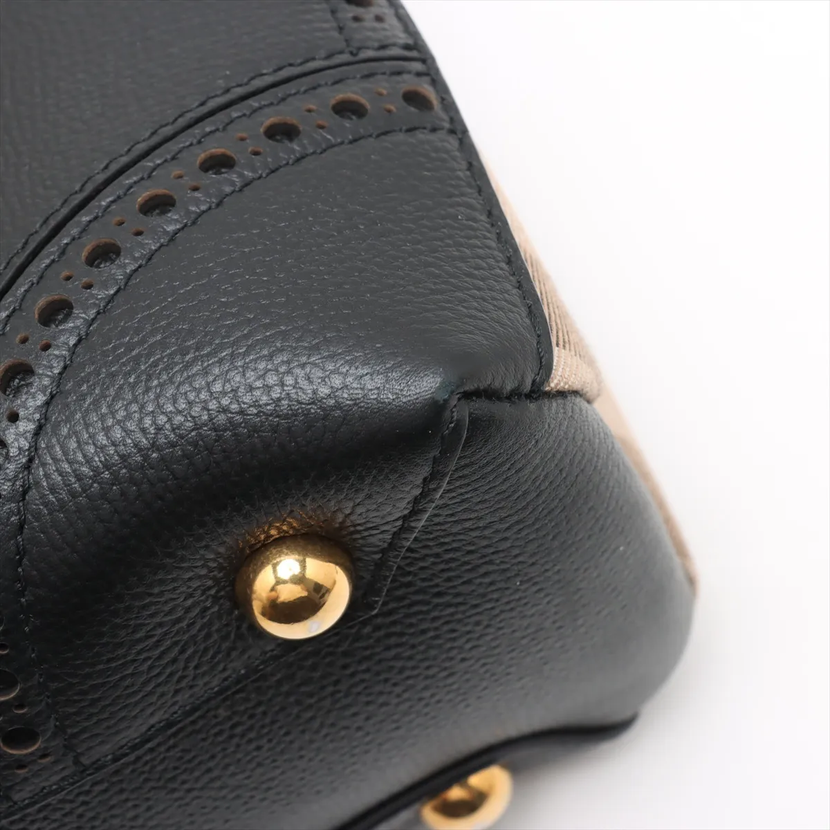 Nova Check Small Banner Leather 2WAY Handbag Black — view 13
