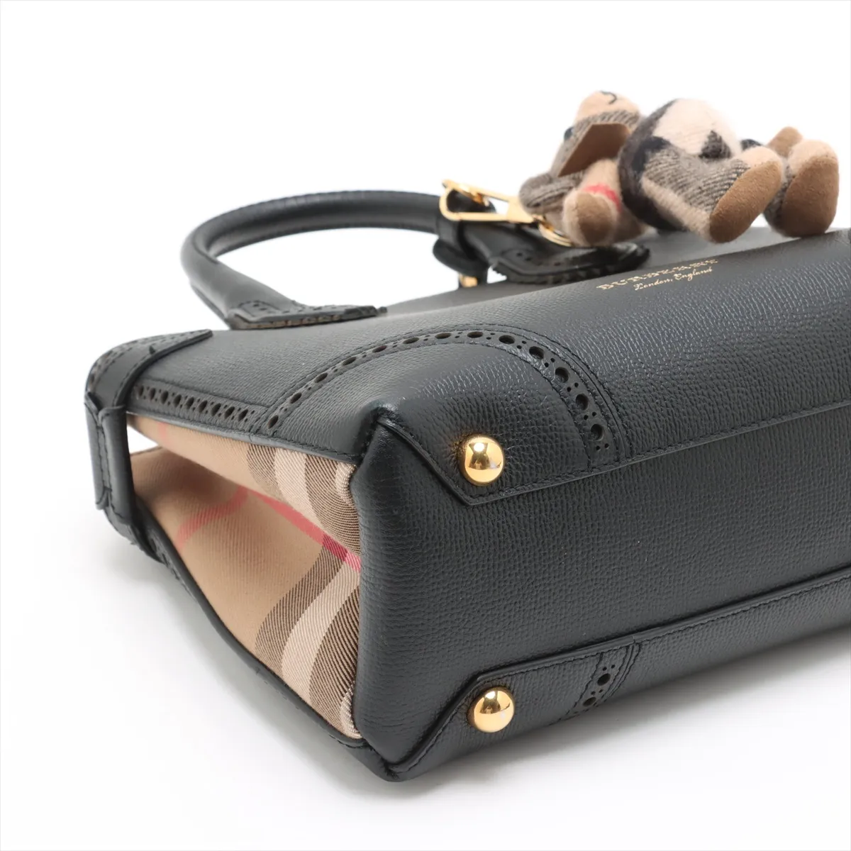 Nova Check Small Banner Leather 2WAY Handbag Black — view 4