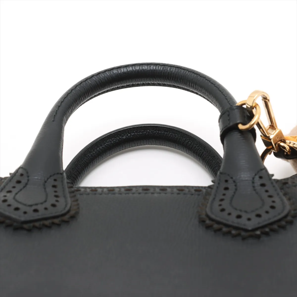 Nova Check Small Banner Leather 2WAY Handbag Black — view 6