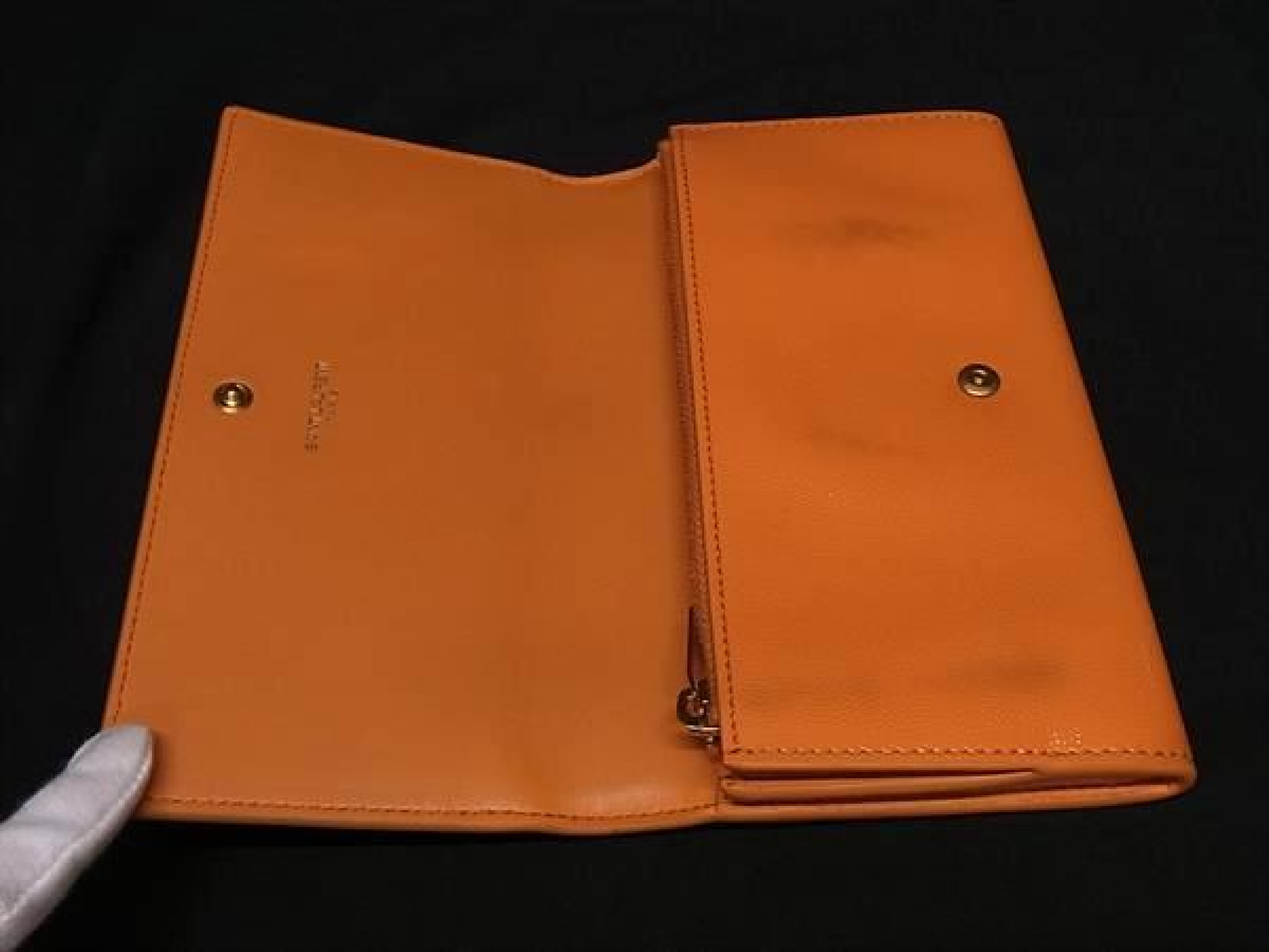 Leather Bi-fold Long Wallet, Coin Purse, Bill Compartment, Card Slots, Women's, Orange, GE0868 — view 3