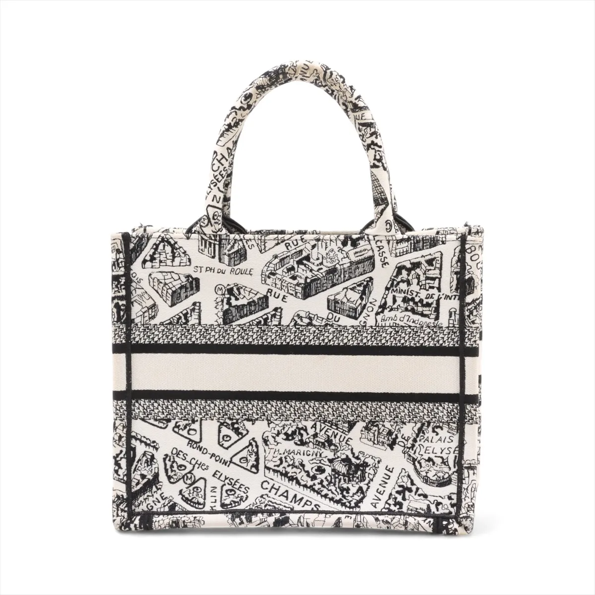 Book Tote Small Canvas Handbag White x Black — view 2