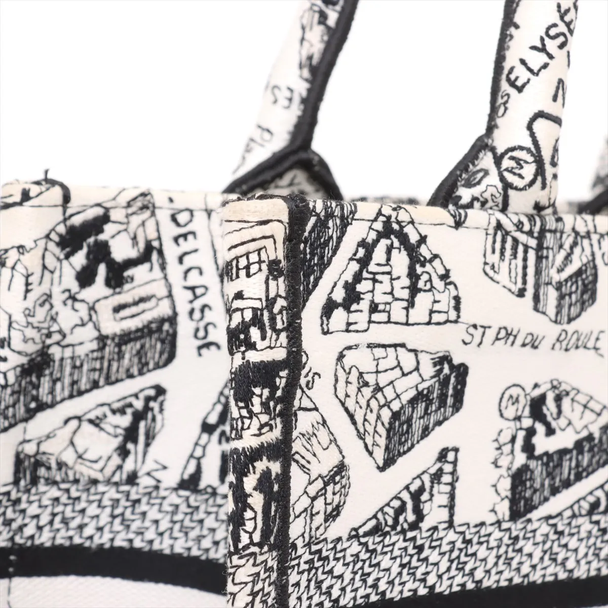 Book Tote Small Canvas Handbag White x Black — view 11