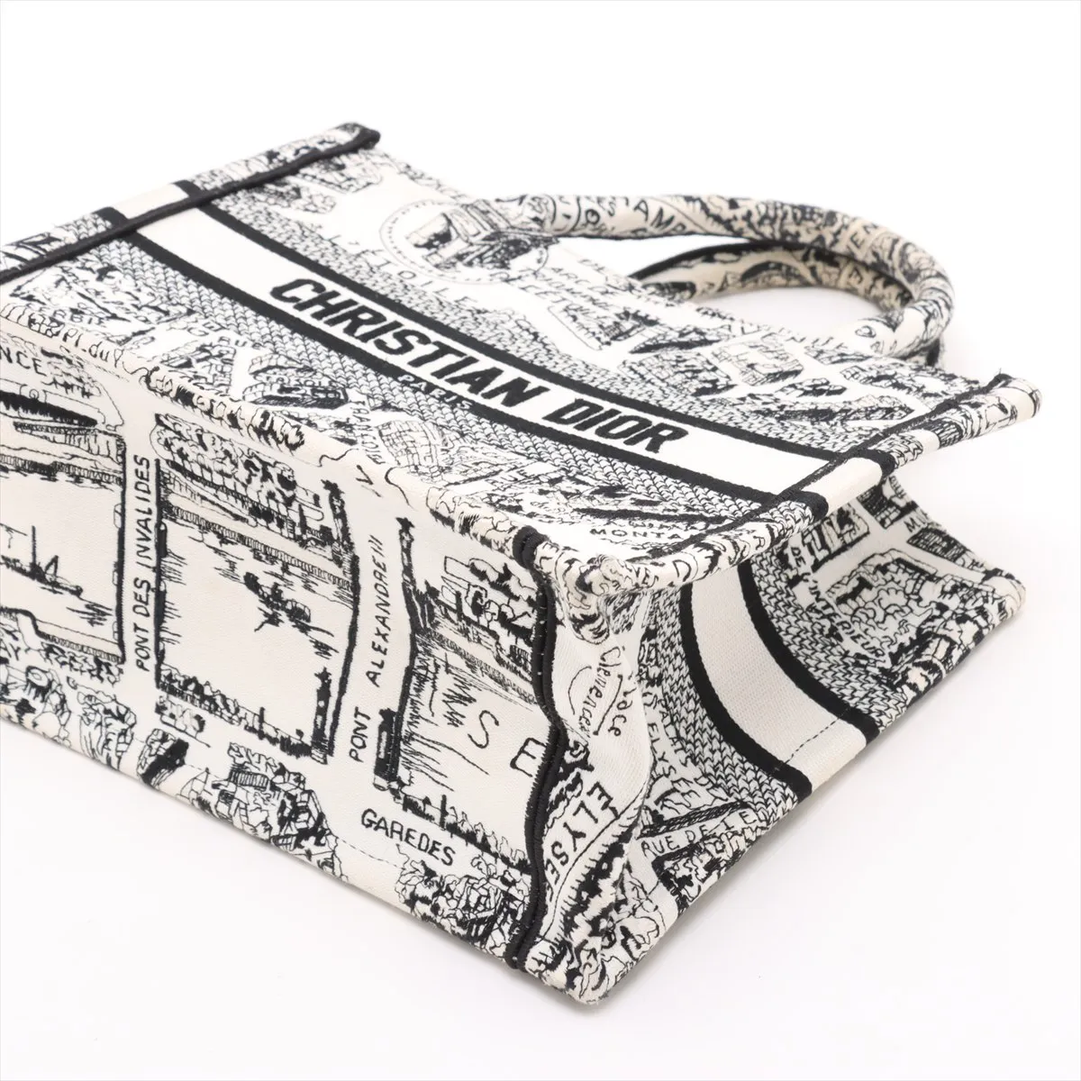 Book Tote Small Canvas Handbag White x Black — view 3