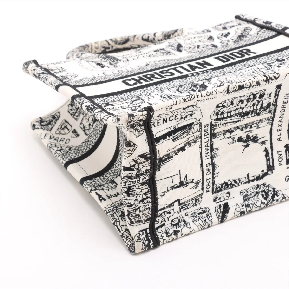 Book Tote Small Canvas Handbag White x Black — view 4