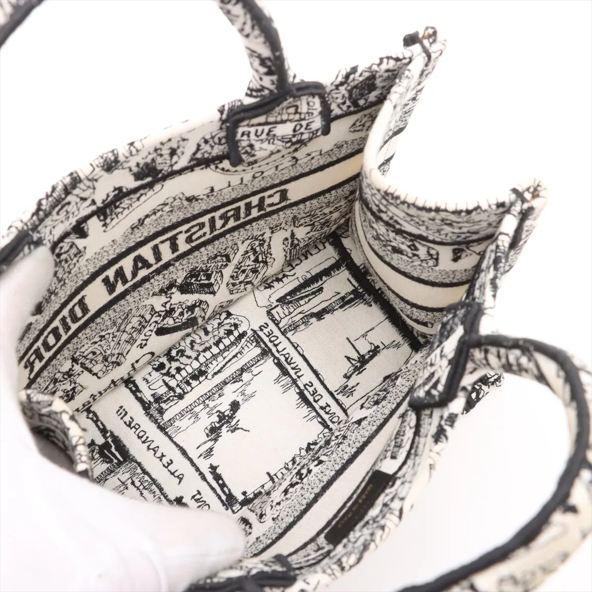 Book Tote Small Canvas Handbag White x Black — view 7