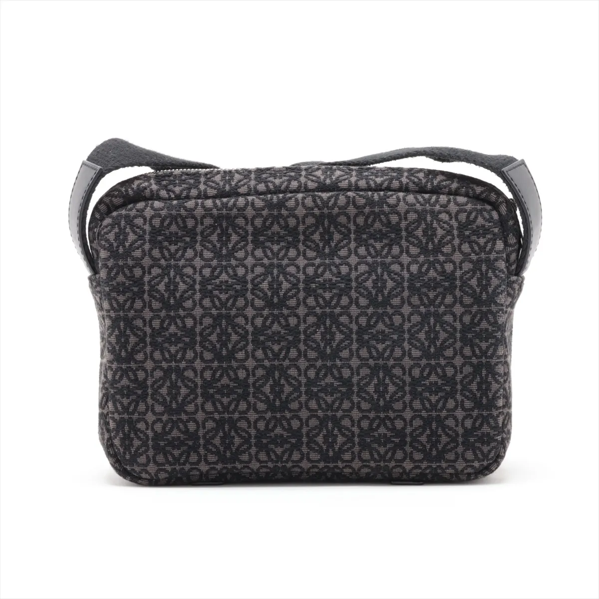 Repeat Anagram Military Messenger Bag, Canvas x Leather, Shoulder Bag, Black x Gray — view 2