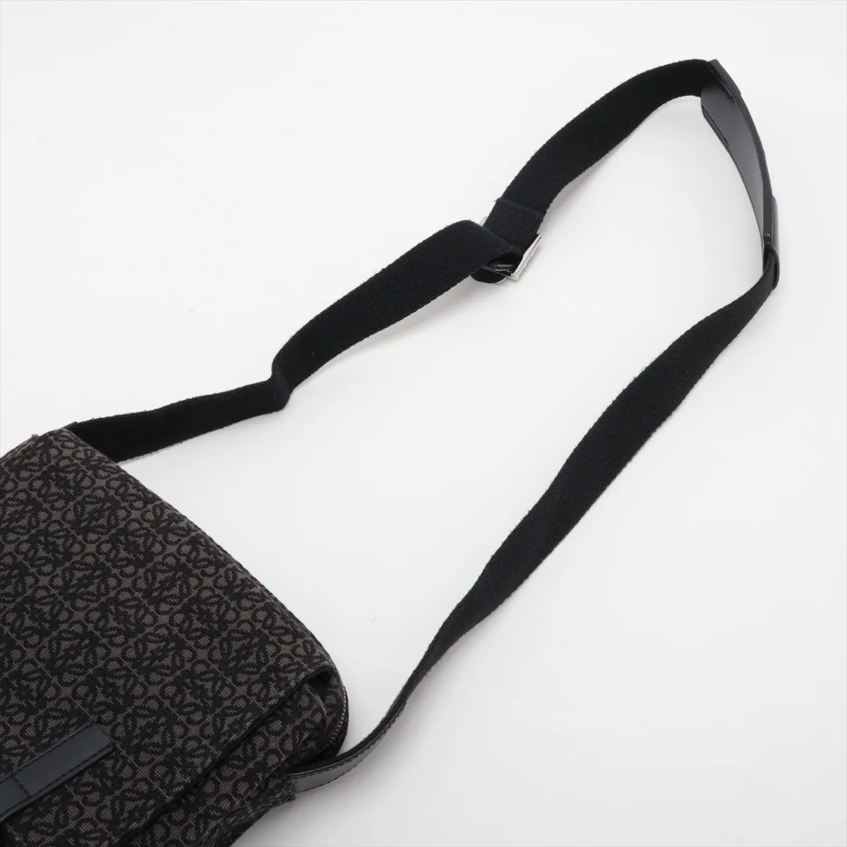 Repeat Anagram Military Messenger Bag, Canvas x Leather, Shoulder Bag, Black x Gray — view 5
