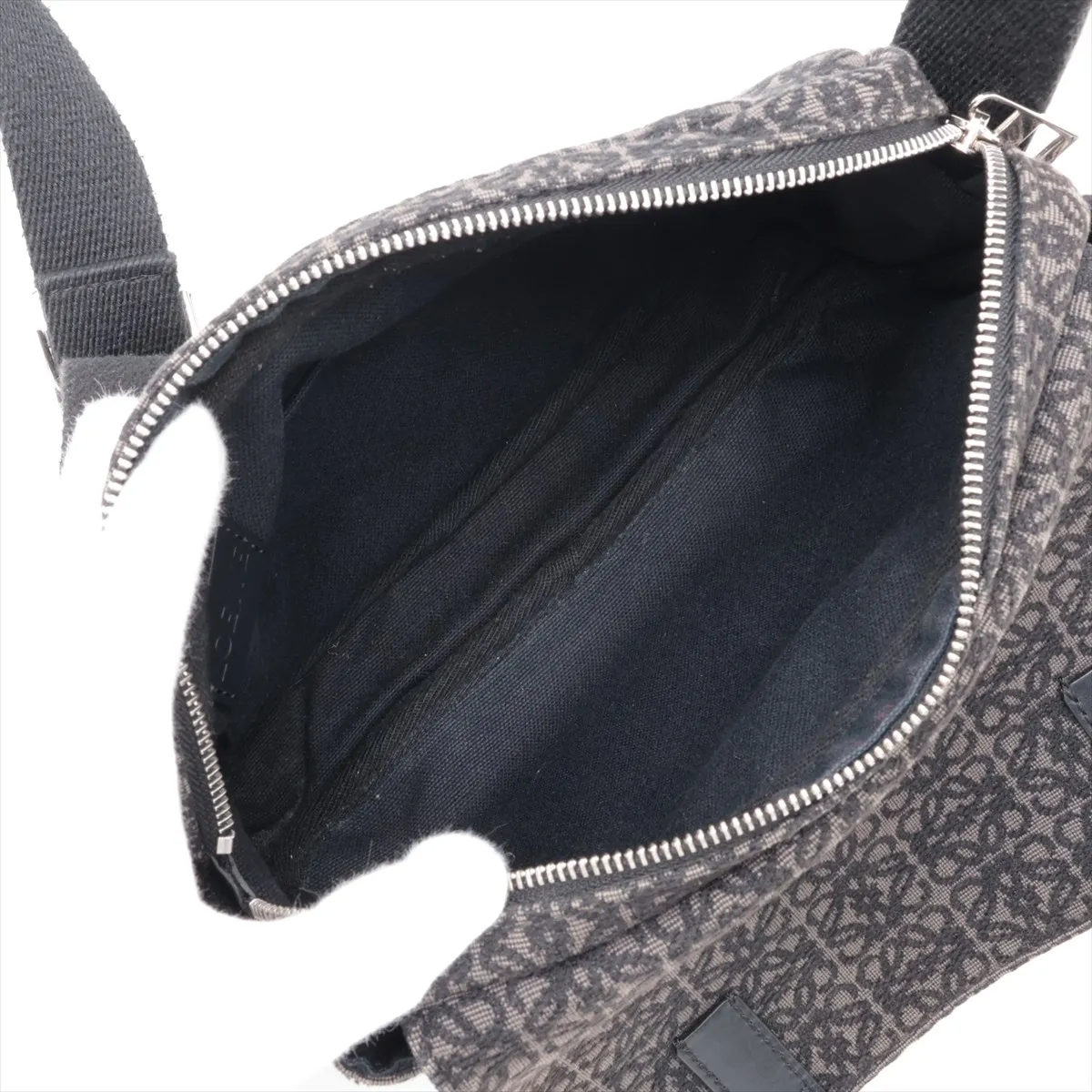 Repeat Anagram Military Messenger Bag, Canvas x Leather, Shoulder Bag, Black x Gray — view 6