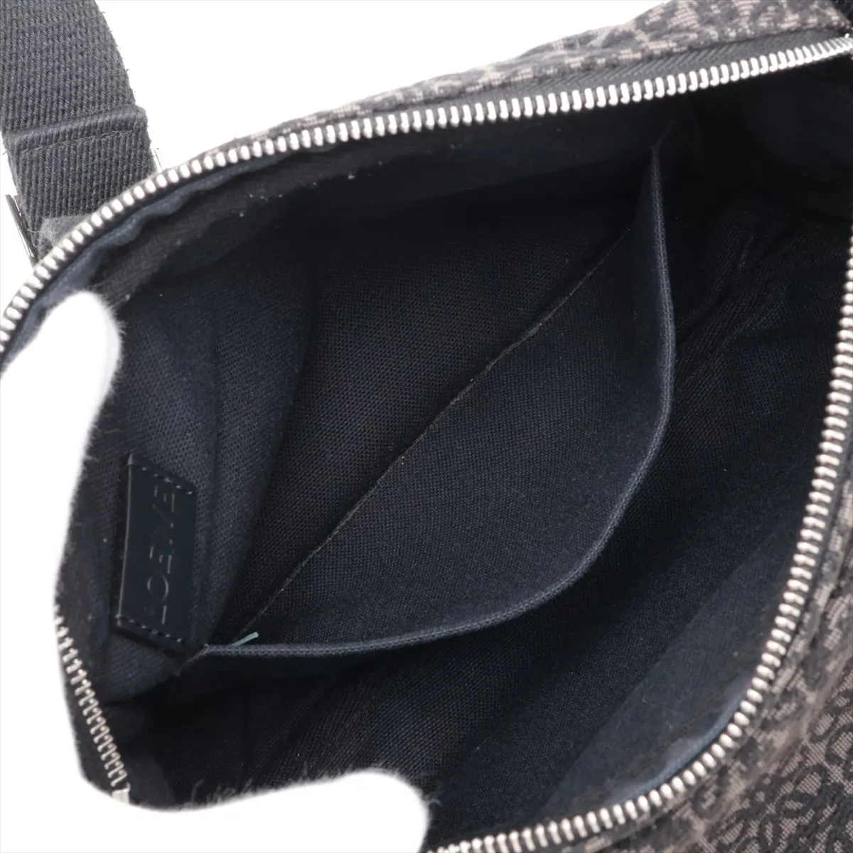 Repeat Anagram Military Messenger Bag, Canvas x Leather, Shoulder Bag, Black x Gray — view 7