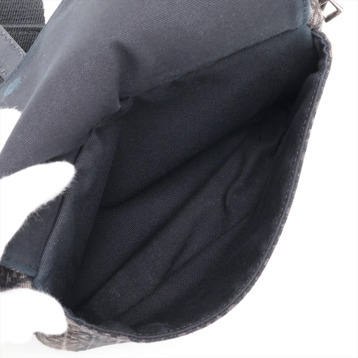 Repeat Anagram Military Messenger Bag, Canvas x Leather, Shoulder Bag, Black x Gray — view 8