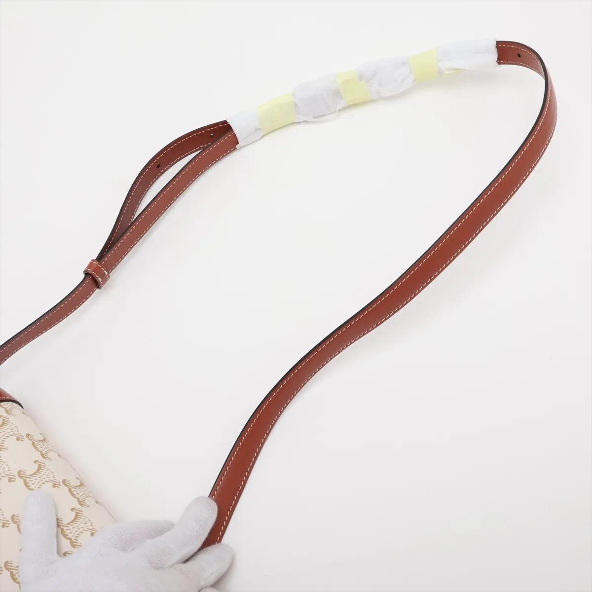Triomphe Teen PVC Shoulder Bag, Beige x Brown — view 5
