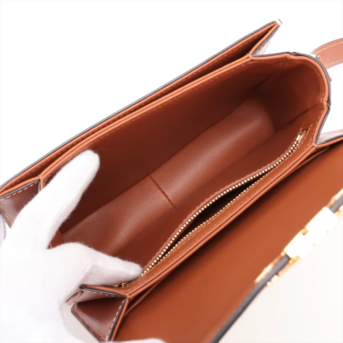 Triomphe Teen PVC Shoulder Bag, Beige x Brown — view 6