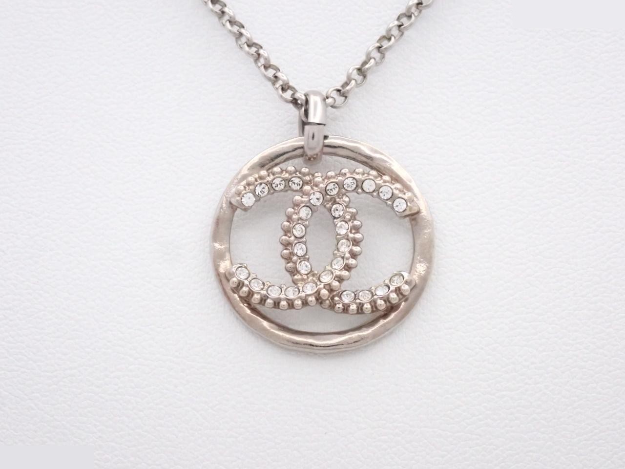 Coco Mark Circle Rhinestone Necklace, Chain approx. 60cm