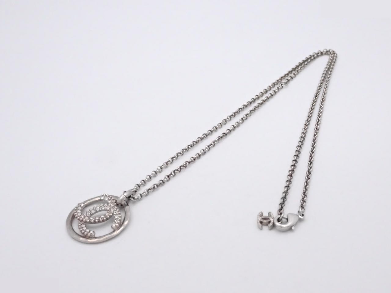 Coco Mark Circle Rhinestone Necklace, Chain approx. 60cm — view 3