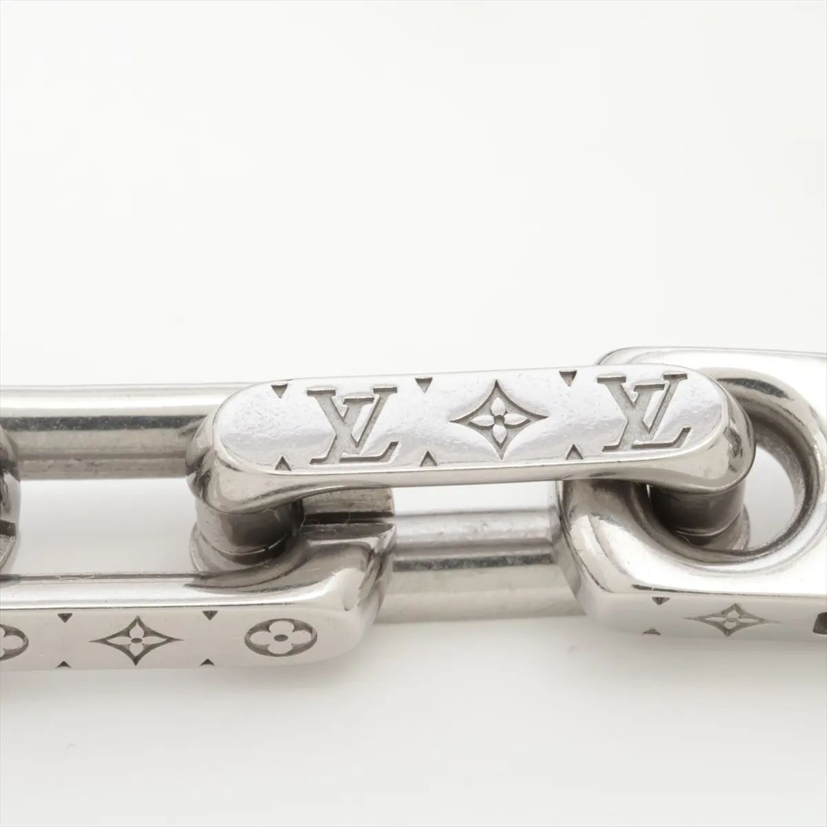 M00677 Collier Monogram Chain Necklace LE1294, Metal, Black x Silver. Shows signs of wear including — view 4