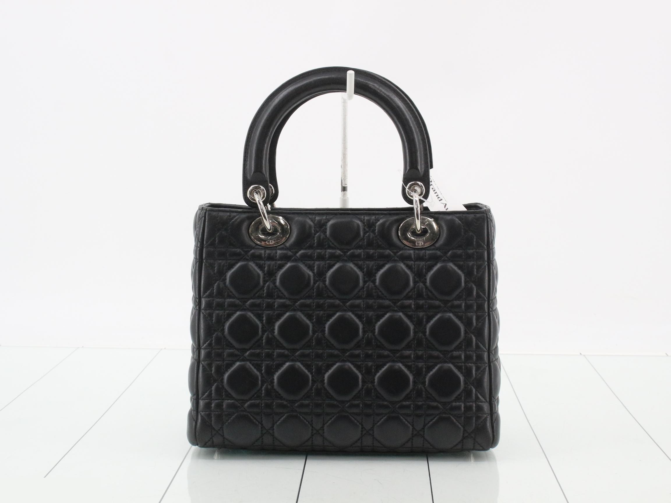 Lady Dior Medium Cannage Lambskin Bag, Black, 24 x 20 x 11 cm — view 2