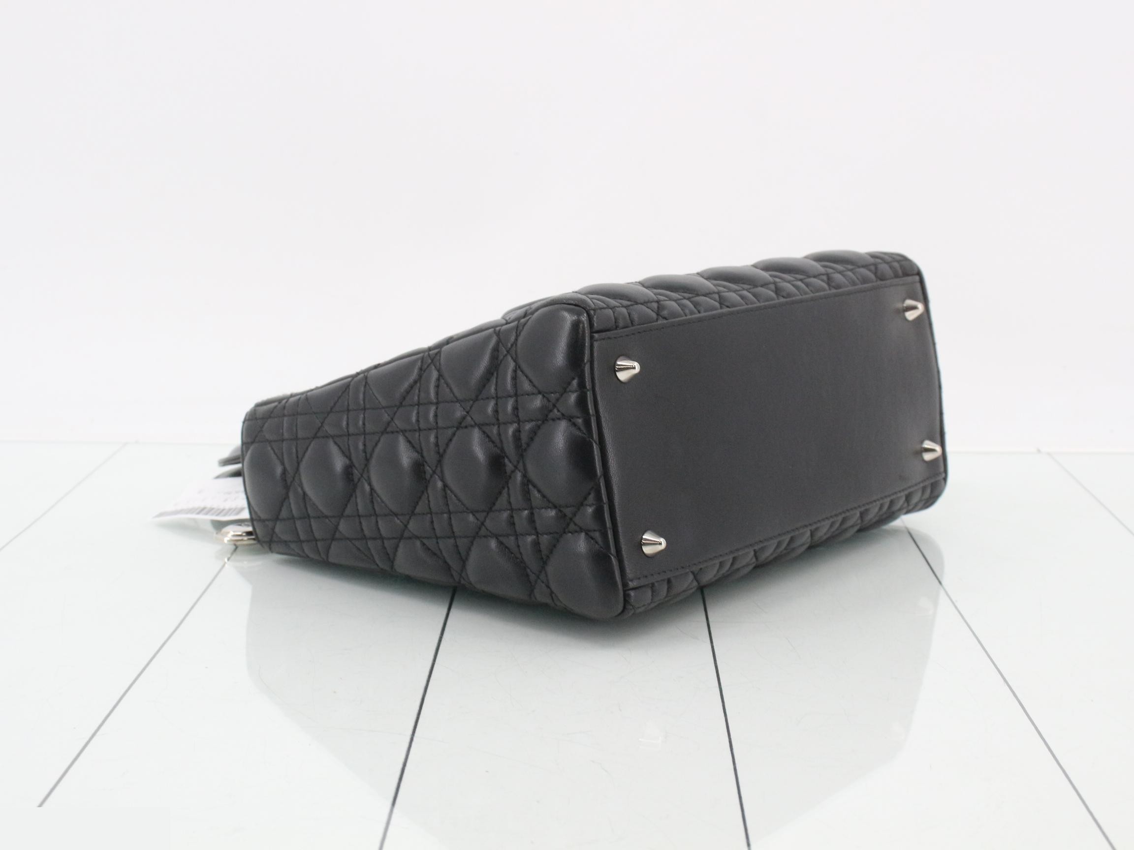 Lady Dior Medium Cannage Lambskin Bag, Black, 24 x 20 x 11 cm — view 5