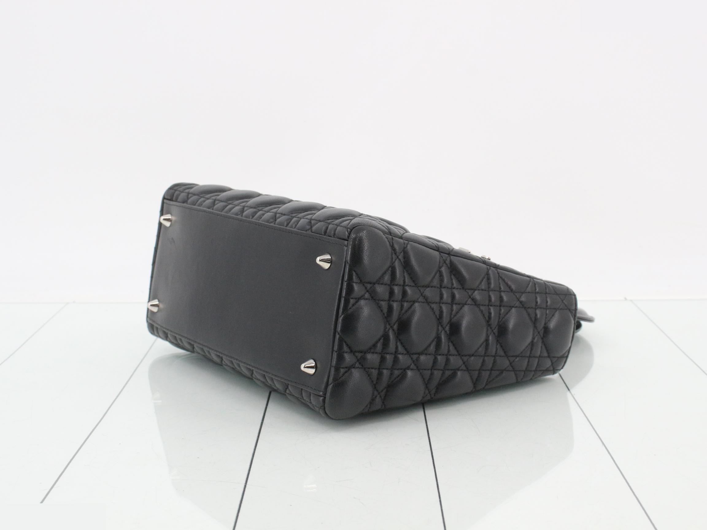 Lady Dior Medium Cannage Lambskin Bag, Black, 24 x 20 x 11 cm — view 6