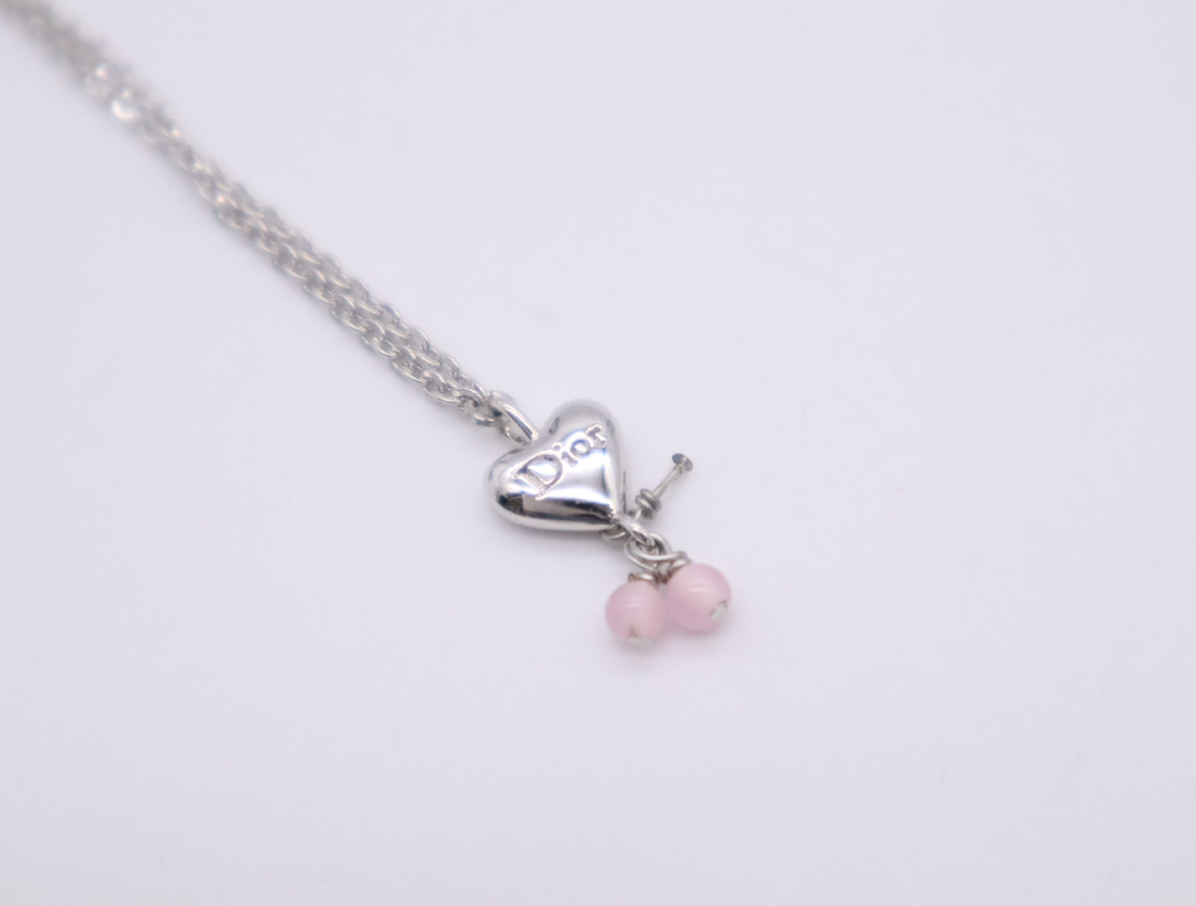 Metal/Beaded Logo Heart Beaded Charm Necklace — view 3