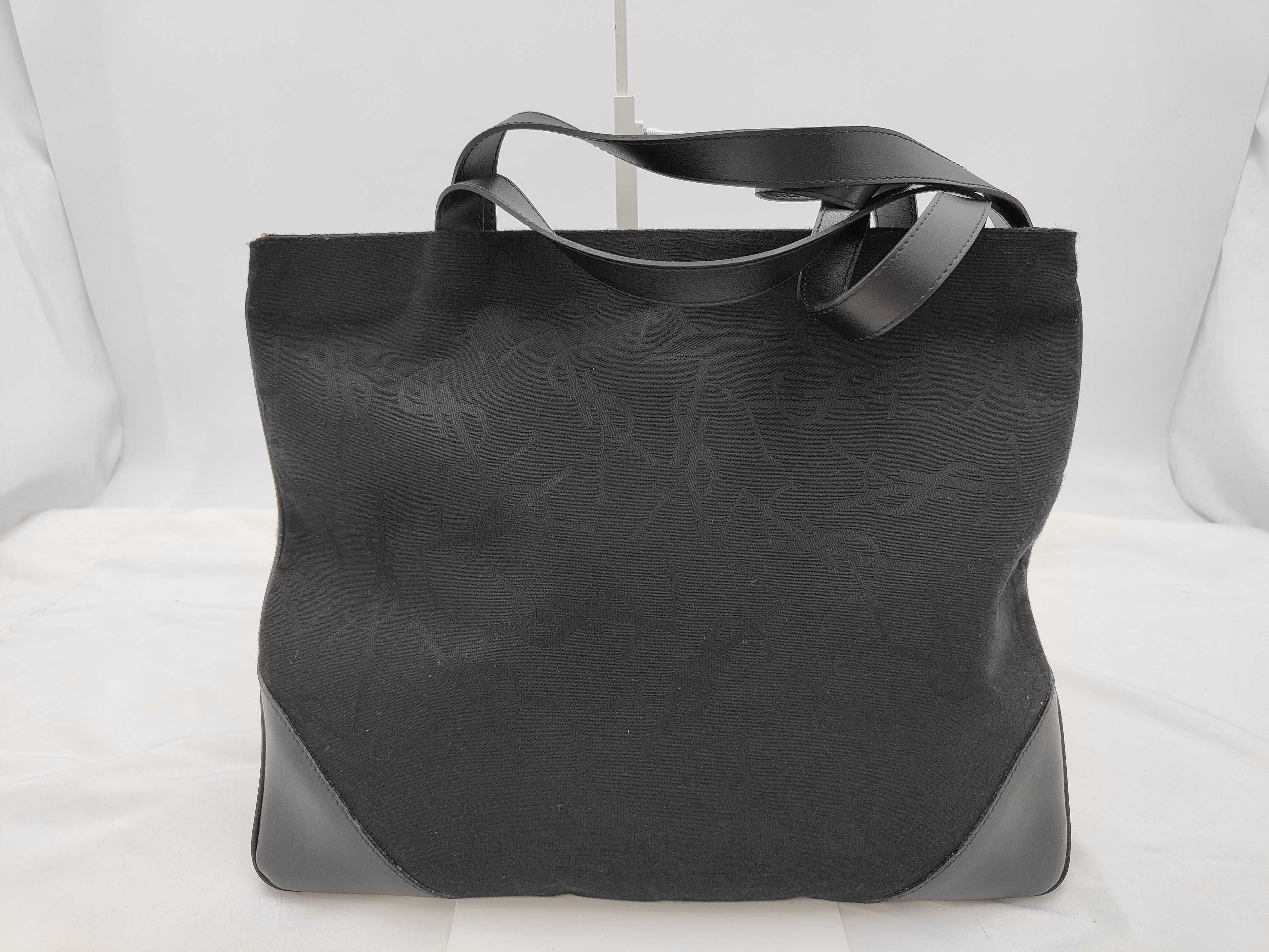 logo charm canvas black tote bag