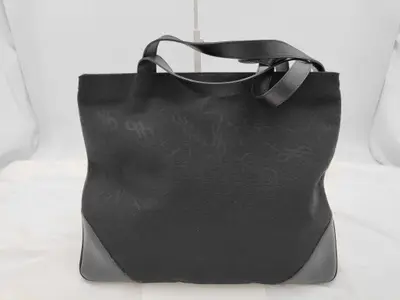 logo charm canvas black tote bag