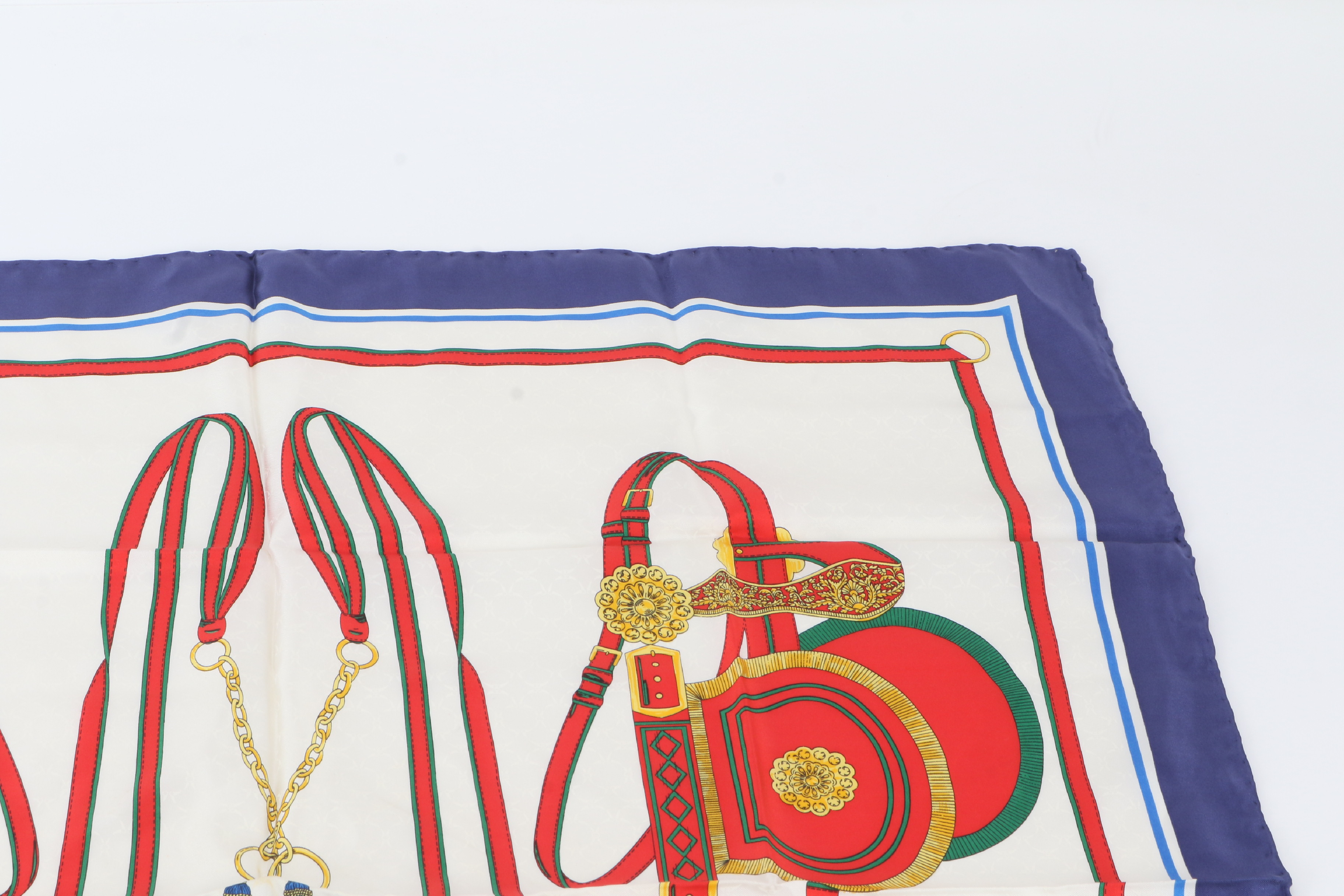 tagged 100% silk scarf, equestrian equipment, and other accessories. — view 2