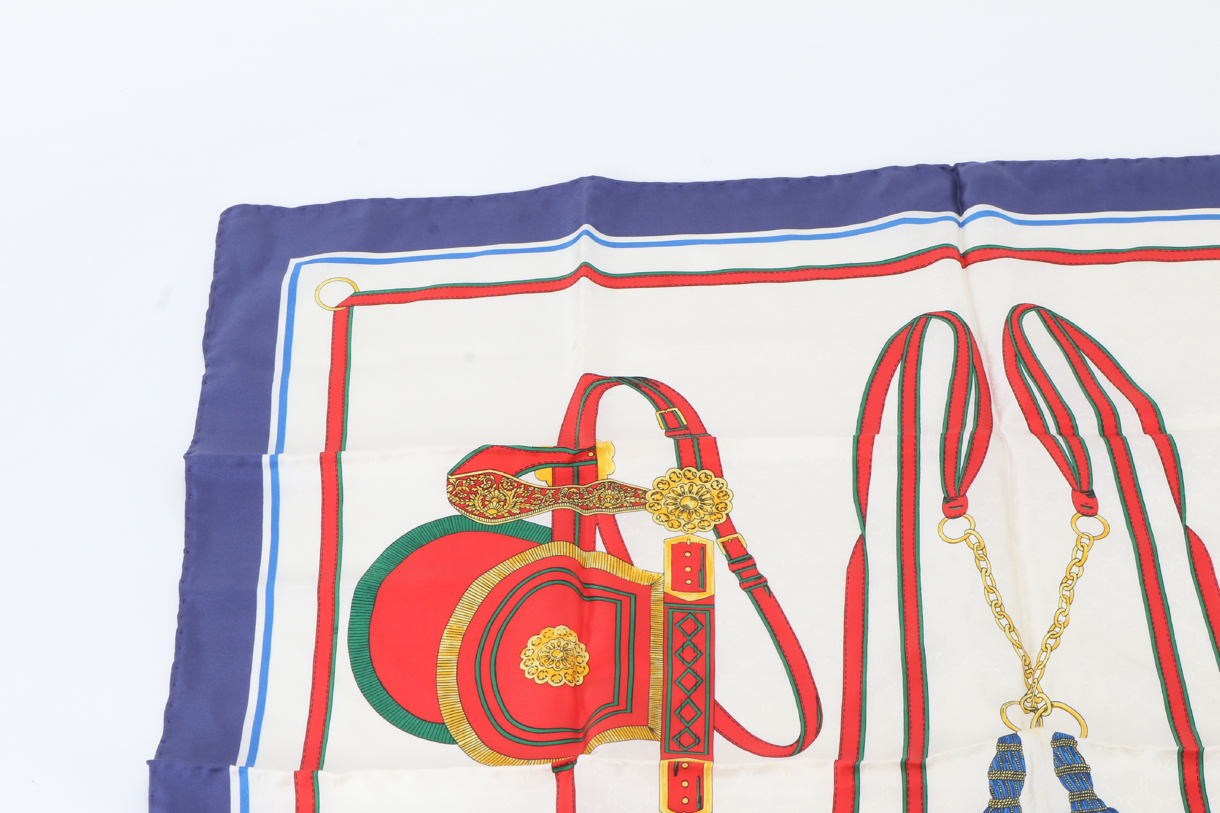 tagged 100% silk scarf, equestrian equipment, and other accessories. — view 3