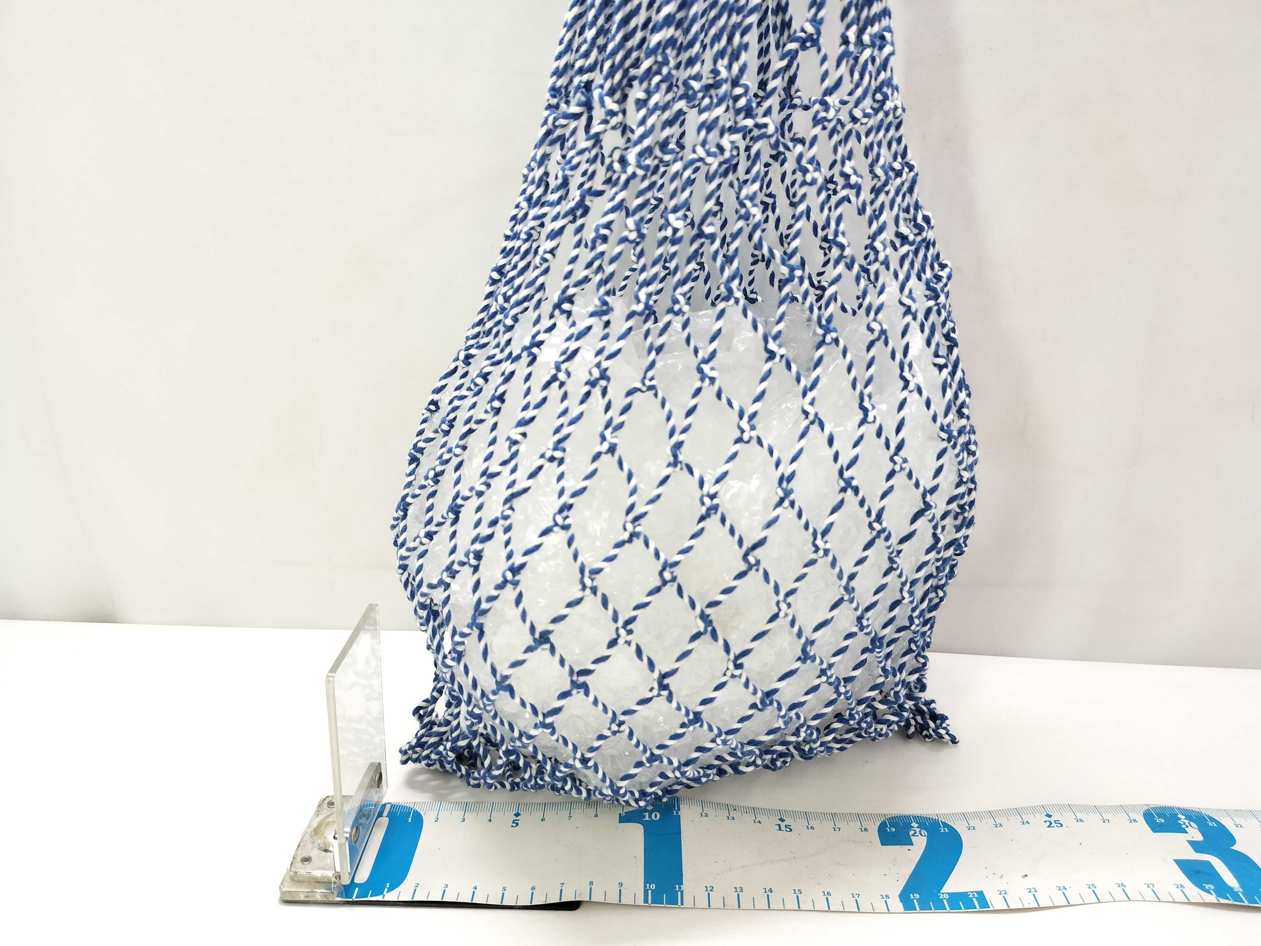 Phoebe Mesh Tote Bag, Blue & White, Unused, Handbag — view 2